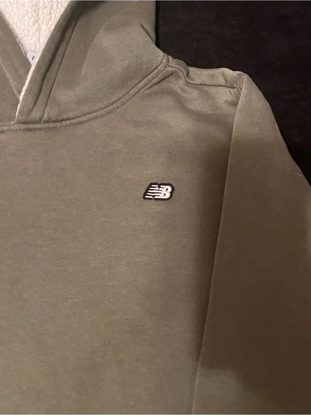 New Balance Youth Large Olive Green Sherpa Lined Hooded Pullover